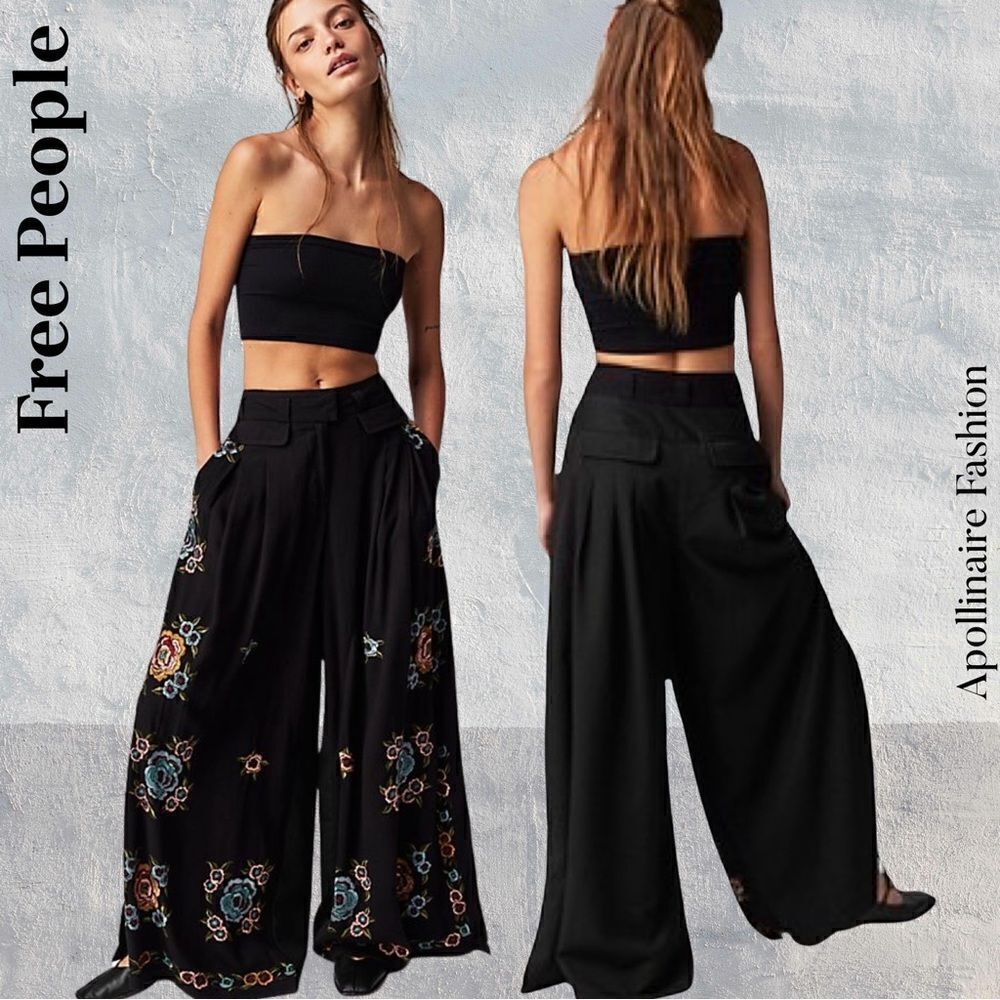 FREE PEOPLE FLORENCE EMBROIDERED PANTS SIZE 10 NWT